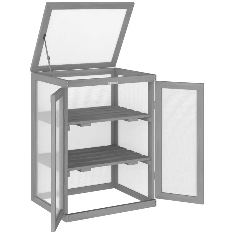 Outsunny Seră, Frigider, transparent, potrivită pentru exterior, lemn+policarbonat, 58 x 44 x 78cm Comandă acum