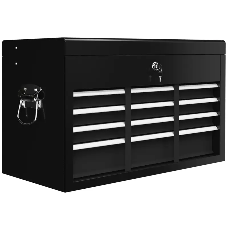 Plată sigură HOMCOM Cutie pentru Scule cu 6 Sertare din Oțel cu Încuietoare, 60x26x34cm, Negru