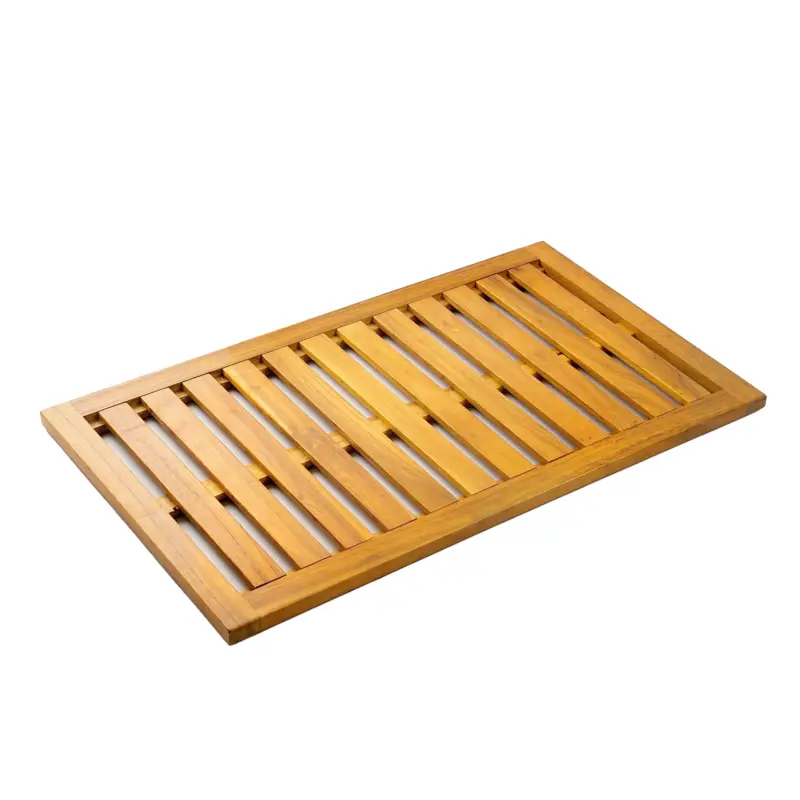 Promoție Outsunny Covoraș de Duș din Lemn de Acacia 91x51 cm Covoraș Antiderapant pentru Baie Spa sau Piscină Natural