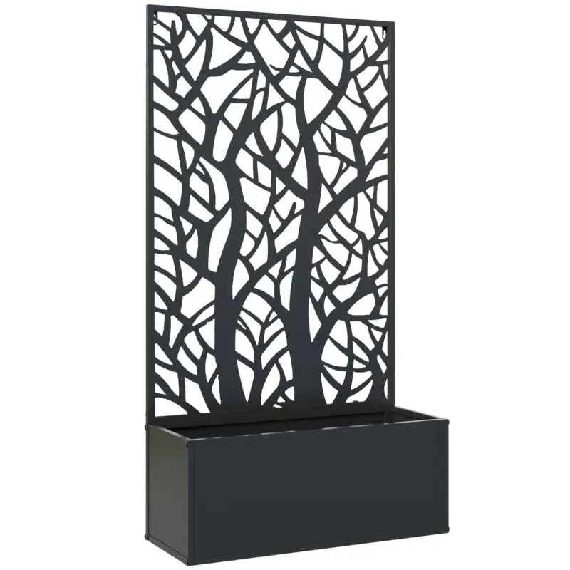Lichidare de stoc Outsunny Jardinieră cu spalier, ghiveci pentru plante cățărătoare, legume, flori din metal 61 x 23 x 113 cm negru