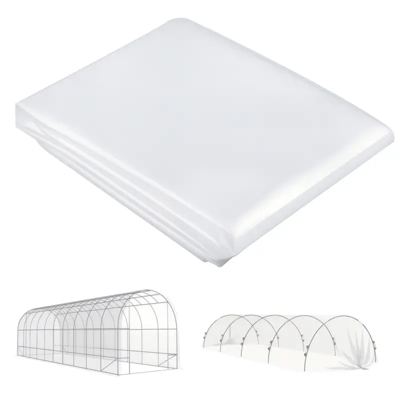 Outsunny Acoperire pentru seră din plastic, prelată pentru acoperirea plantelor, rezistentă la UV, rezistentă la apă, 8 x 10 m Vezi acum