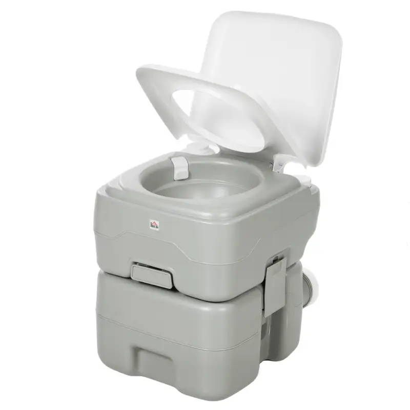 HOMCOM Toaletă de camping toaletă portabilă capacitate max. 147 kg 20L pentru camping drumeții călătorii pescuit 41,5 x 36,5 x 42 cm Gri Cumpărături sigure