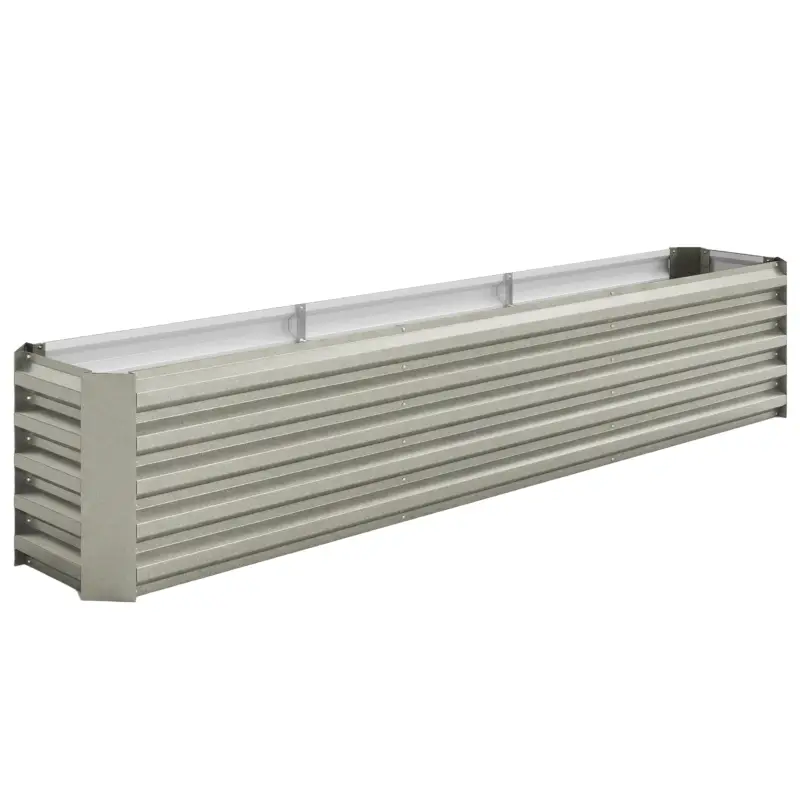 Outsunny Pat pătrat pentru grădină pat ridicat din oțel galvanizat bare de susținere și plăci de colț fund deschis 240x40x45cm gri argintiu Chilipir