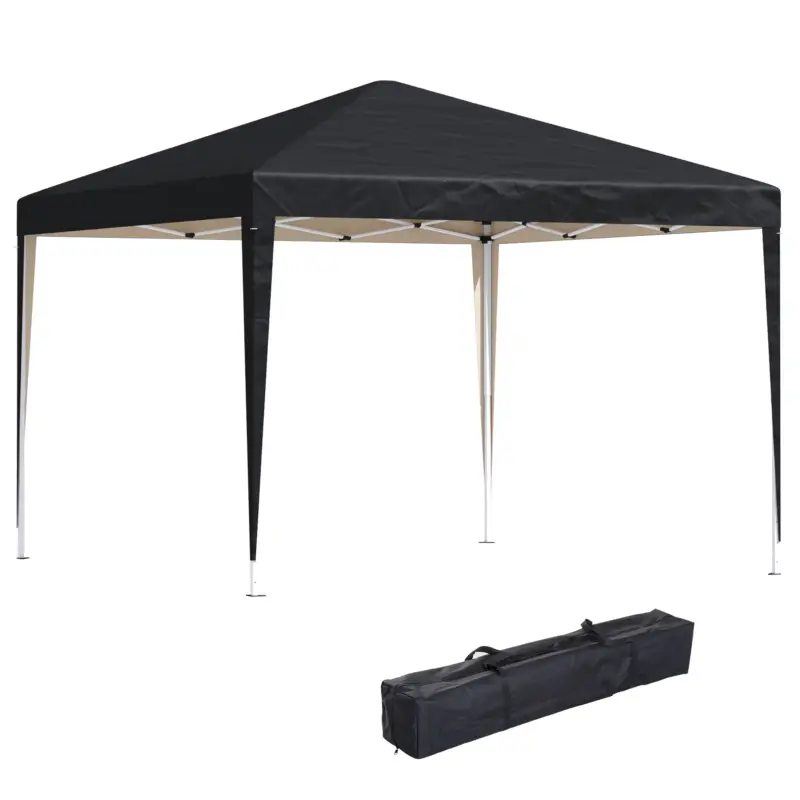 Ieftin Outsunny Pavilion, 2,95 x 2,95 m pavilion pop-up pliant, pavilion de grădină, cort petrecere, protecție UV, oțel+material Oxford, Negru