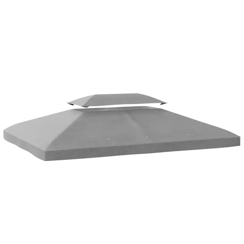Outsunny Prelată de Schimb 4x3 m cu Acoperiș Dublu Orificii de Scurgere și Protecție UV Doar Prelată NU Include Cadru Gri Deschis Doar azi