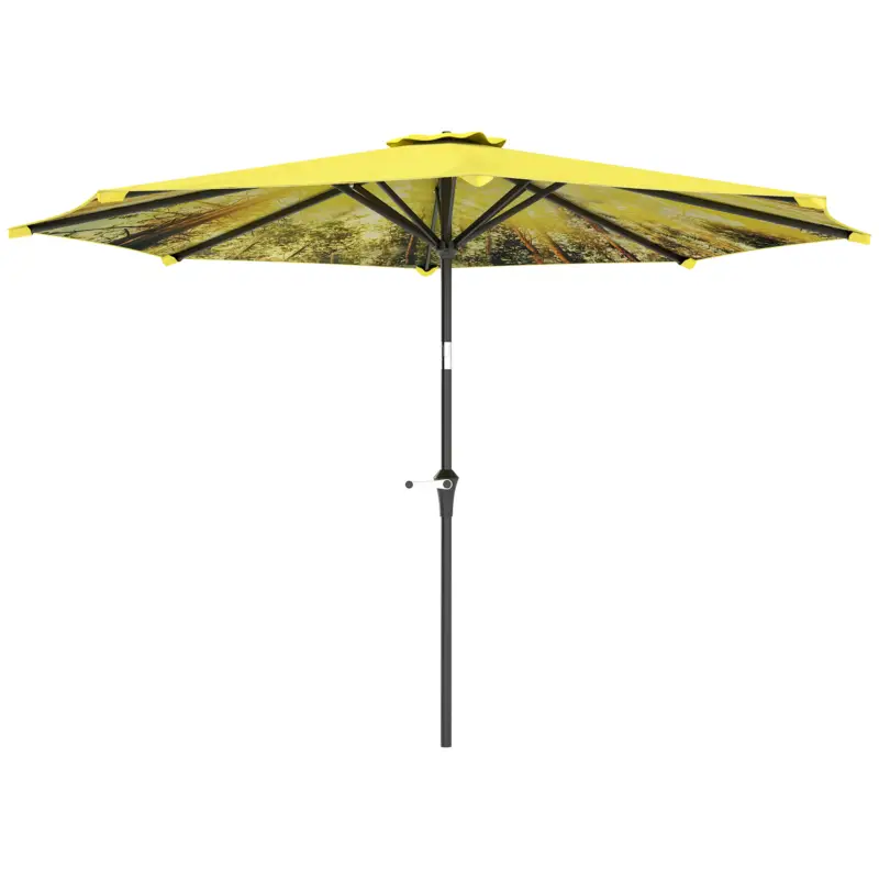 Reducere de preț Outsunny Umbrelă de soare Ø300 cm, Umbrelă de soare cu manivelă, Umbrelă octogonală pentru Balcon, Galben