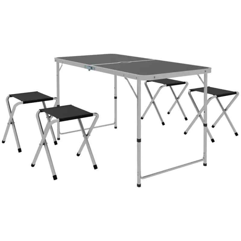 Cel mai bun preț Outsunny Set masă de camping și masă de picnic pliabilă, reglabilă, negru