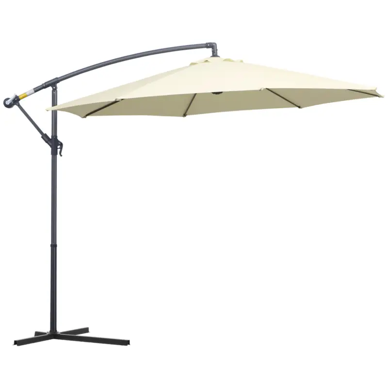 Super ofertă Outsunny Umbrelă de Soare Excentrică cu Bază în Cruce Inclusă, din Metal și Poliester, 3x2,5 m, Bej