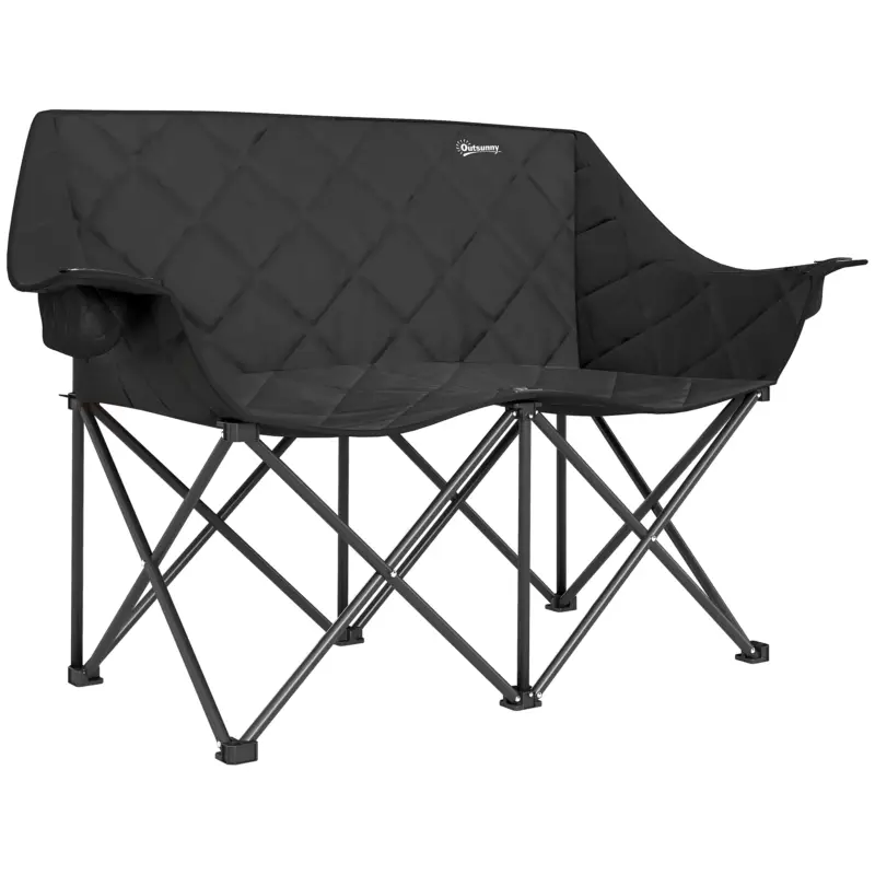 Vezi acum Outsunny Scaun pliabil 2 locuri, scaun de camping pliabil cu geantă de transport, outdoor, suportă până la 250 kg, 145 x 60 x 92 cm, Negru