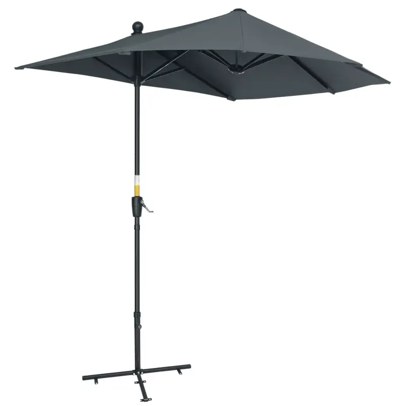 Outsunny Umbrelă Semicirculară cu Manivelă și Acoperiș Anti-UV, 200x190x240 cm, Gri Retur ușor