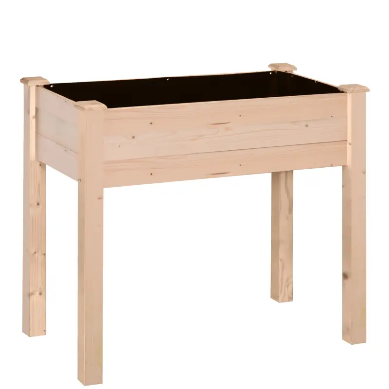 Outsunny Jardinieră ridicată din lemn, Pat de grădină pe picioare ridicat, Orificii de drenaj, Material nețesut, 86x46x76 lemn natural Livrare expres