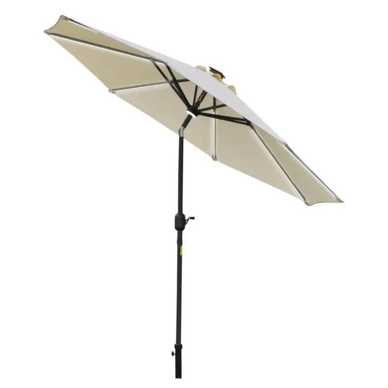 Comandă acum Outsunny umbrela de gradina cu leduri, Φ266x245cm, crem