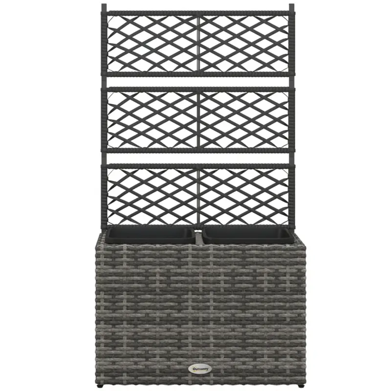 Outsunny Pat De Flori De Sine Statator Cu Doua Cutii De Plante Pentru Gradina 57x30x107cm Mixt Gri Nu rata