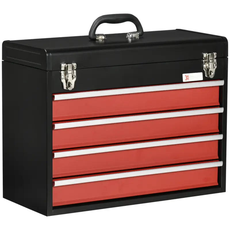 Ieftin DURHAND Cutie de unelte portabila cu 4 sertare pentru unelte, cutie de unelte metalica cu blocare, 510mm x 220mm x 395mm
