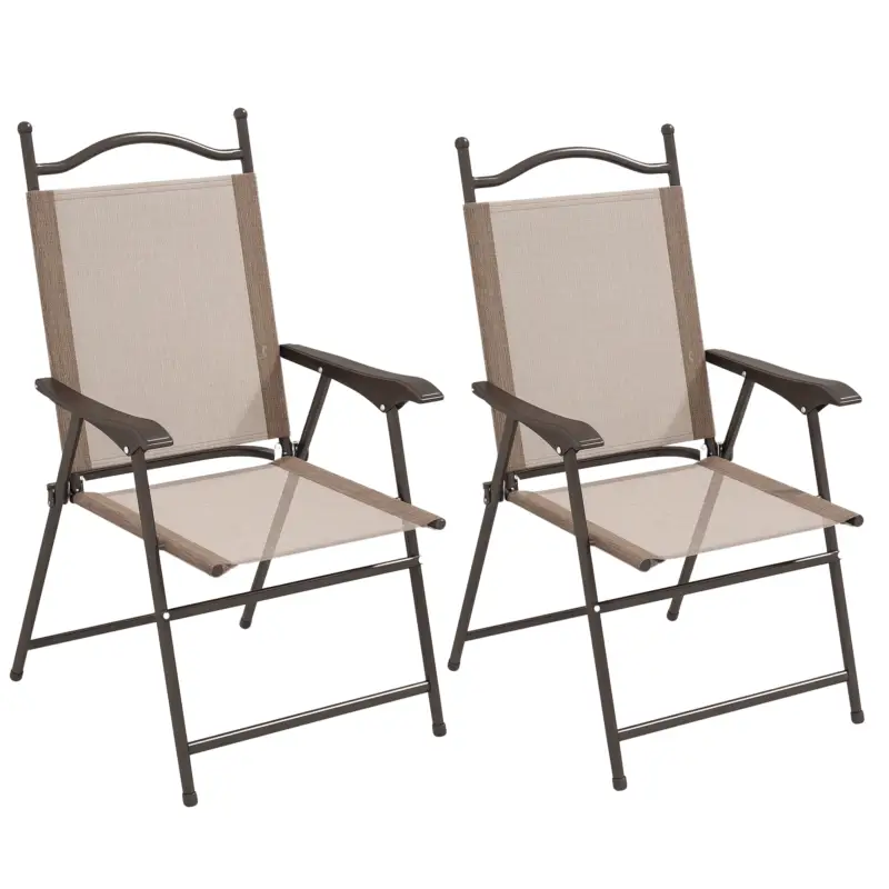 Reducere Outsunny Set de 2 scaune pliabile, pentru gradina cu cotiera, Maro