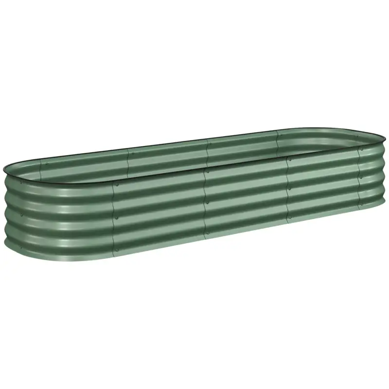 Outsunny Jardinieră înălțată pătrat pentru grădină din oțel modulară pentru legume, plante, flori, dim. 195 x 62 x 30 cm, verde Comandă acum