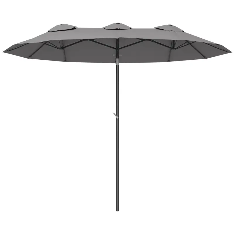 Outsunny Umbrelă dublă înclinabilă la 45° cu manivelă și orificii de aerisire, din oțel și poliester, 285x147x227 cm, gri Noutate