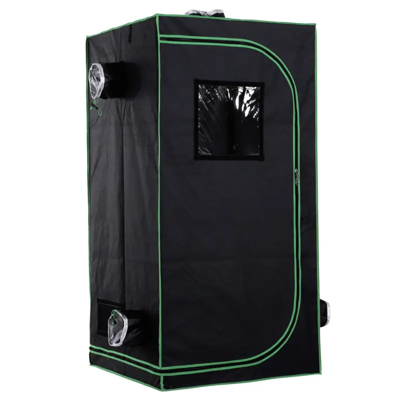 Outsunny Cort Hidroponic din Oxford 600D cu 5 Orificii de Ventilație Reglabile și Fereastră, 80x80x160 cm, Negru Chilipir