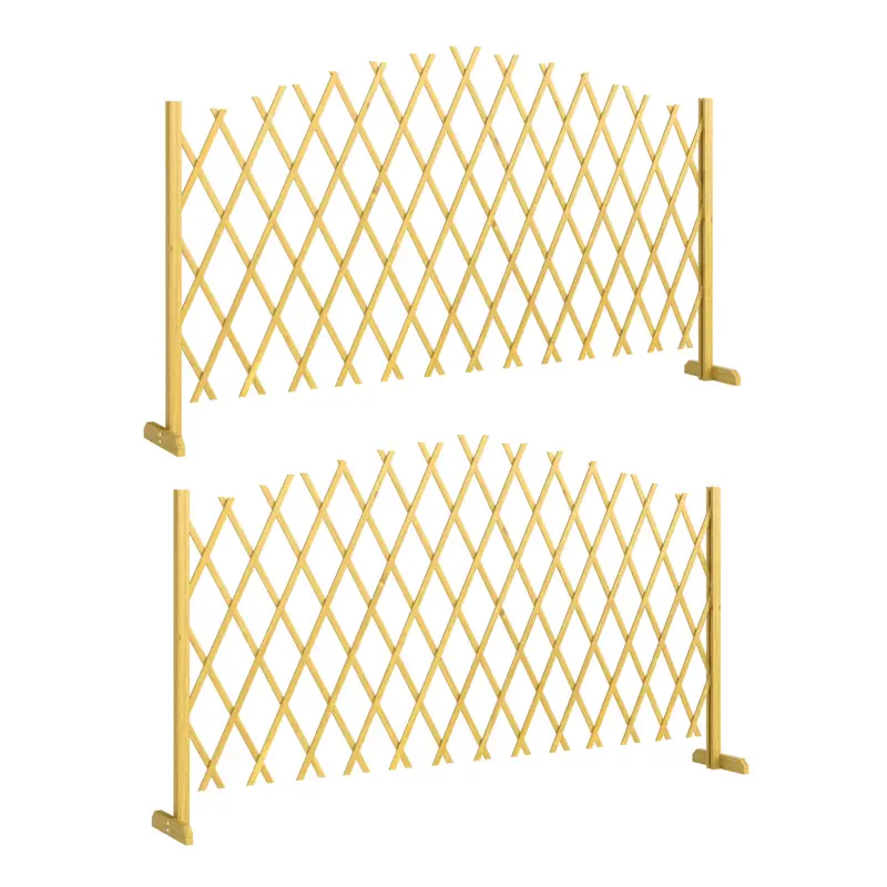 Outsunny Set de 2 panouri extensibile de gard pentru grădină exterioară din lemn pentru decor terasă 180x30x103 cm Natural Livrare expres