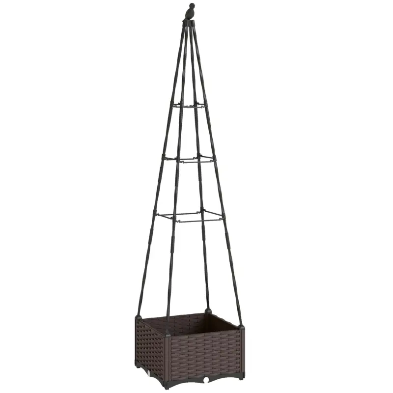 Outsunny Jardinieră cu Grilaj Metalic pentru Plante Cățărătoare Ghiveci din PP cu Orificii de Drenaj și Dopuri 40x40x175 cm Bestseller