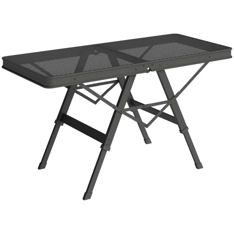 Outsunny Masă de camping reglabilă în înălțime, pliabilă, cu plasă metalică, din aluminiu Retur gratuit