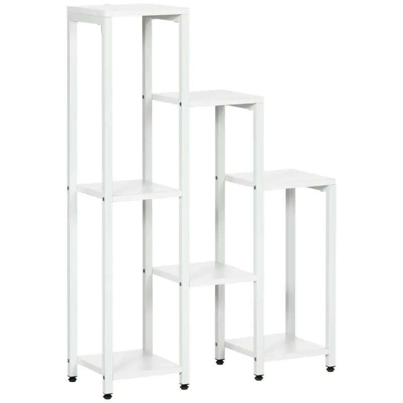 Outsunny Suport pentru flori, suport plante, 7 niveluri, pentru interior și exterior, oțel, alb, 65 x 23 x 94,5cm Reducere