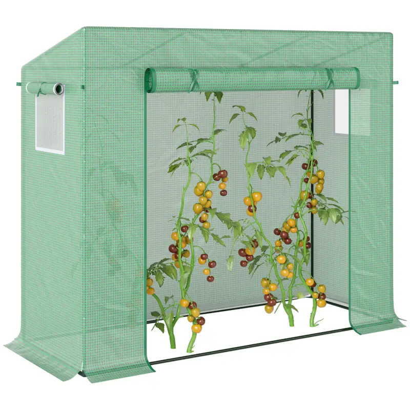 Outsunny Seră cu folie, seră cu rolltür, fereastră laterală, pentru grădină, din oțel, plastic, 200 x 76 x 168 cm, Verde Preț promoțional
