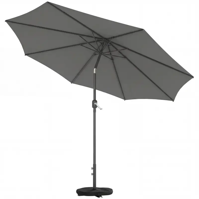 Outsunny Umbrelă de Soare Rotundă Inclinabilă 3x3 m cu Manivelă, din Metal și Poliester, Gri Închis Popular