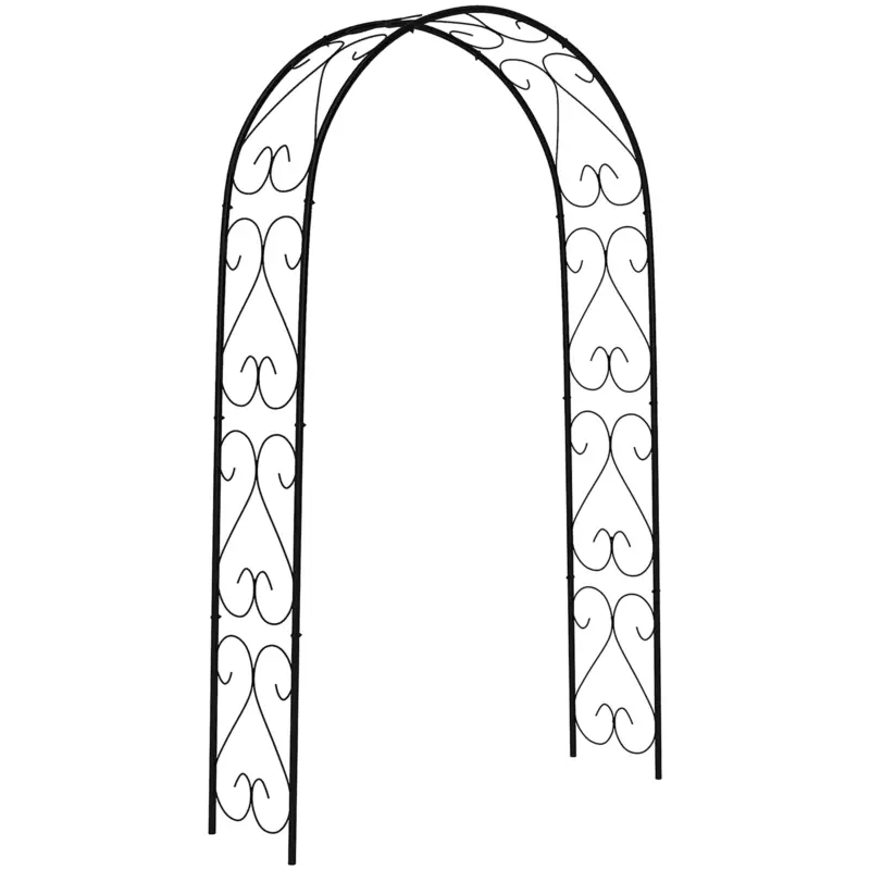 Retur gratuit Outsunny Arcadă de Grădină Arcadă de Trandafiri Stil Fier Forjat dim. 125L x 37l x 230H cm oţel epoxid Negru pentru plante căţărătoare