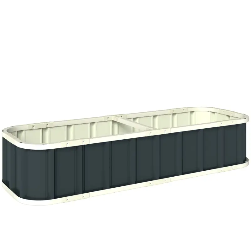 Outsunny Jardinieră ridicată din oțel galvanizat, pat de grădină cu mănuși și margini pliate, 165 x 52 x 31 cm, gri închis Ofertă specială