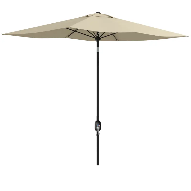 Outsunny Umbrelă rectangulară înclinabilă 2x3 m cu manivelă pânză din poliester impermeabilă de înaltă densitate 180g/m² crem Preț promoțional