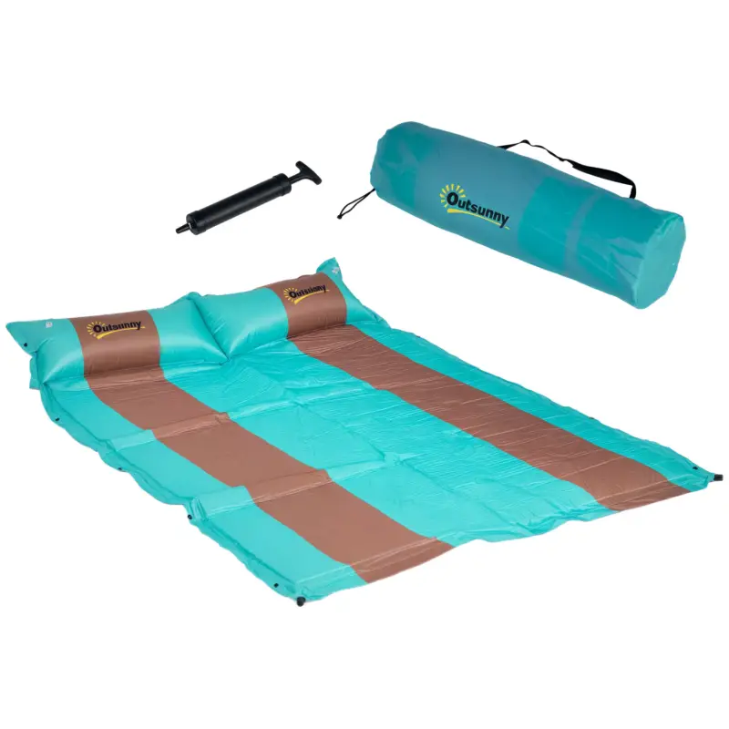 Outsunny Saltea de camping autogonflabilă pentru 2 persoane cu pernă și geantă de transport Ultra ușoară Ofertă specială