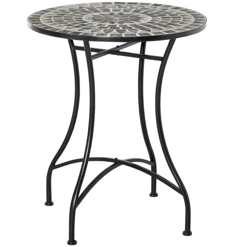 Plată sigură Outsunny Masuta de Gradina si Exterior din Metal si Ceramica Neagra