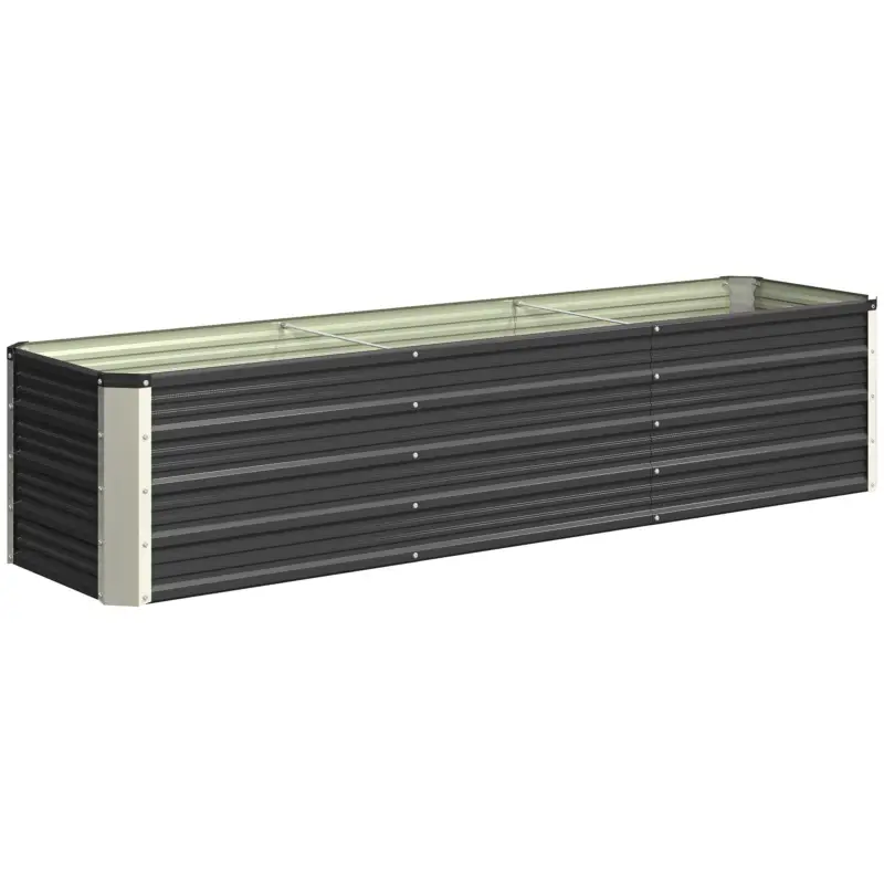 Reducere specială Outsunny Jardiniță înălțată din oțel cu mănuși, pat pătrat pentru grădină pentru flori, ierburi, legume, 183 x 47 x 40 cm, gri