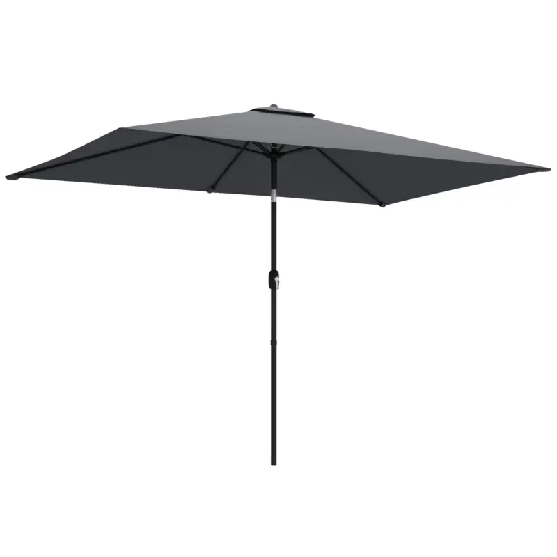 Livrare gratuită Outsunny Umbrelă dreptunghiulară de grădină 3x2 m cu manivelă, din metal și poliester, gri închis