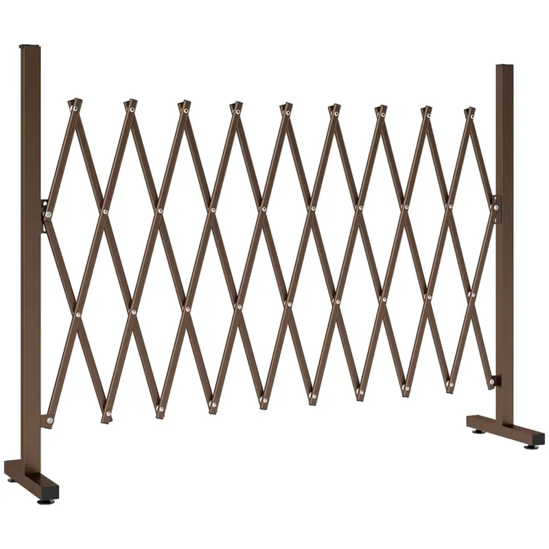 Cumpără online Outsunny Gard Extensibil Autoportant Pliabil, Panou Protector din Aluminiu pentru Grădină, 250x103,5cm, Maro Închis