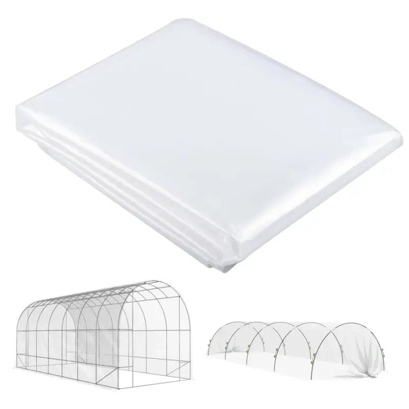 Outsunny Husă pentru seră din plastic, prelată pentru acoperirea plantelor, rezistentă la UV, impermeabilă, 7 x 8 m Livrare rapidă