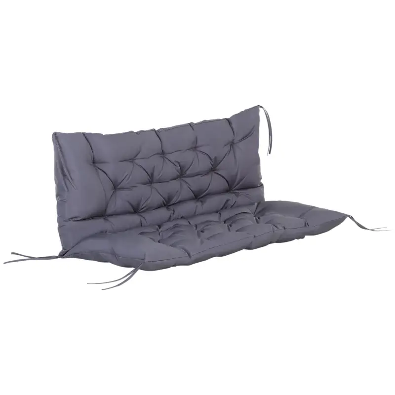 Outsunny Pernuță pentru Bancă de Grădină sau Leagăn de Grădină 132x110x10 cm cu 6 Curele de Fixare Gri Închis Plată sigură