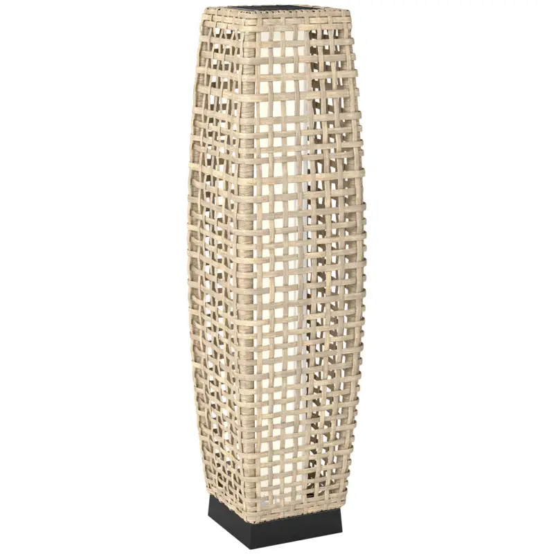 Outsunny Lampă solară de grădină din ratan sintetic cu LED și pornire/oprire automată 21x21x78 cm Natural Popular