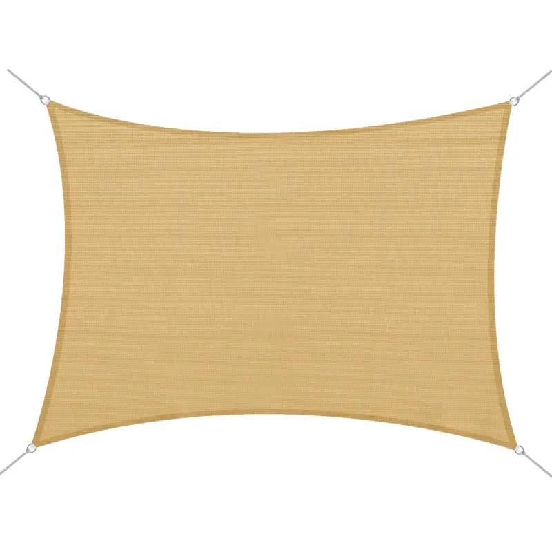 Reduceri Outsunny Cort Parasolar Dreptunghiular Protecție Raze UV din PE, Culoarea nisipului, 4x6m