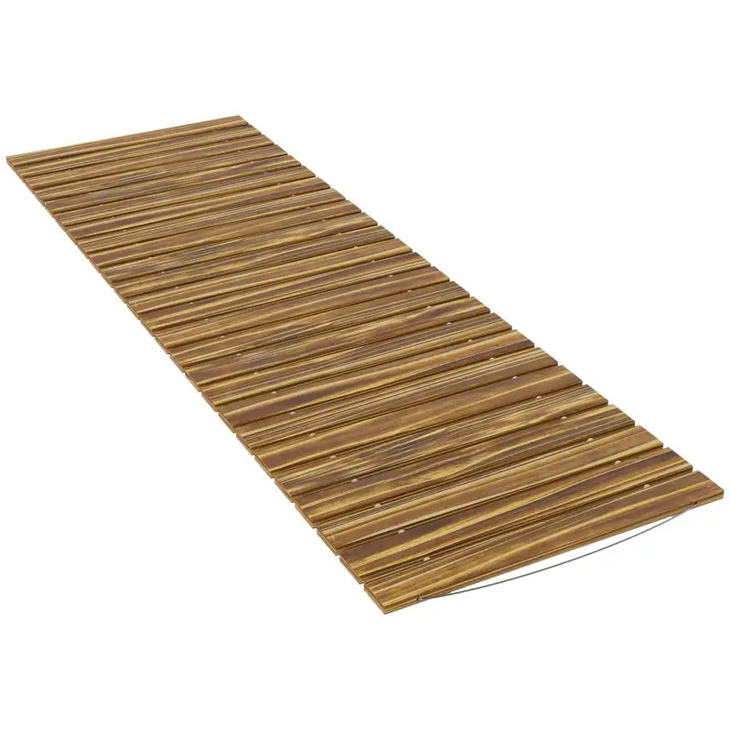 Preferatul clienților Outsunny Drum de grădină din lemn 120x38 cm Pasarelă dreaptă rulabilă pentru exterior Rezistent la intemperii Carbonizat