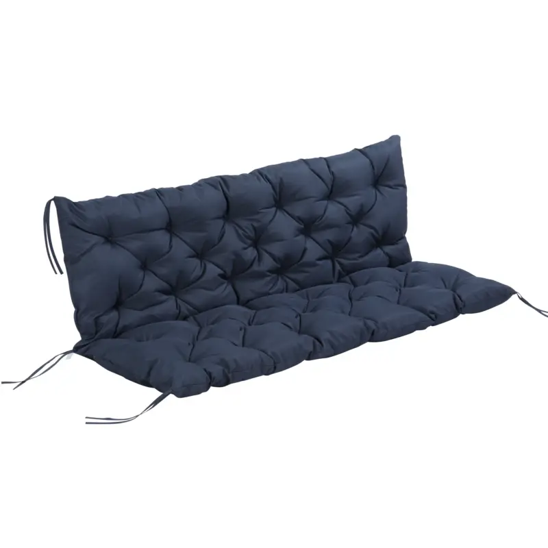 Livrare gratuită Outsunny Pernă de Grădină în Stil Capitonat cu 6 Șnururi, din Bumbac și Poliester, 150x98x8 cm, Albastru Închis