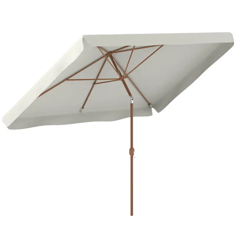 Vezi acum Outsunny Umbrelă dreptunghiulară de grădină 2x3 m cu manivelă, din metal și poliester, crem