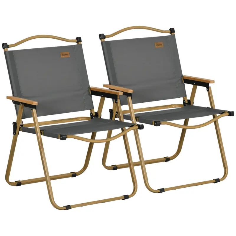 Cumpără acum Outsunny Set 2 Scaune de Camping Pliabile cu Cotiere, 54x59x78 cm, Gri Închis