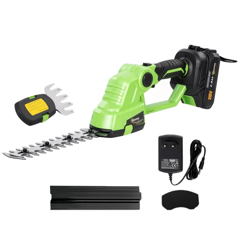 Discount Outsunny 2-în-1 Foarfecă cu acumulator pentru gard viu, foarfecă electrică pentru gard viu & tufe cu lungime de tăiere 20/10 cm, încărcător