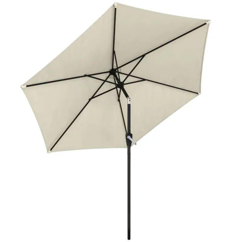 Outsunny Umbrelă de soare 270 cm articulată Umbrelă pentru balcon cu manivelă UV 50+ Umbrelă de grădină Alb-crem Disponibil imediat