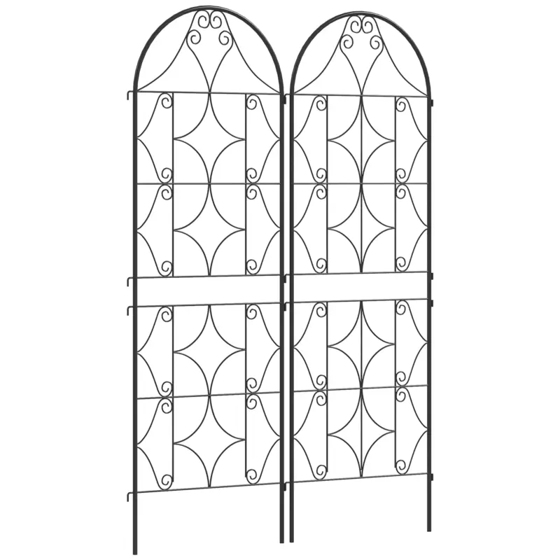 Ofertă specială Outsunny Suport pentru plante cățărătoare cu model lot de 2 treic de grădină pentru vițe flori legume metal 50 x 150 cm negru