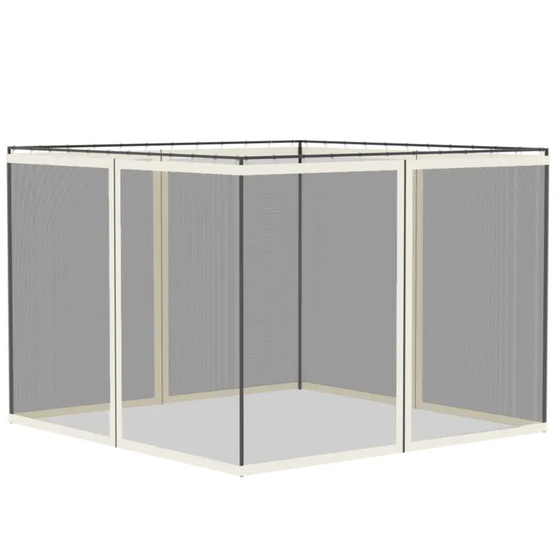 Outsunny Plase de țânțari pentru cort de grădină 3 x 3 m - set de 4 plase de țânțari cu fermoar + cârlige de prindere - poliester nylon Lichidare de stoc