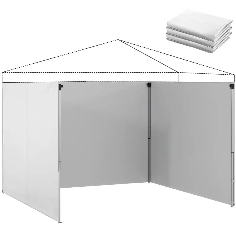 Outsunny 3 Panouri Laterale pentru Pavilioane 3x3 m 300x200 cm Panouri Laterale de Schimb din Pânză Oxford cu Fermoar Alb Preț promoțional