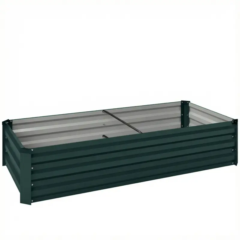 Reduceri Outsunny Ghiveci dreptunghiular pentru grădină din oțel galvanizat margine de siguranță și fund deschis 150x70x30cm verde